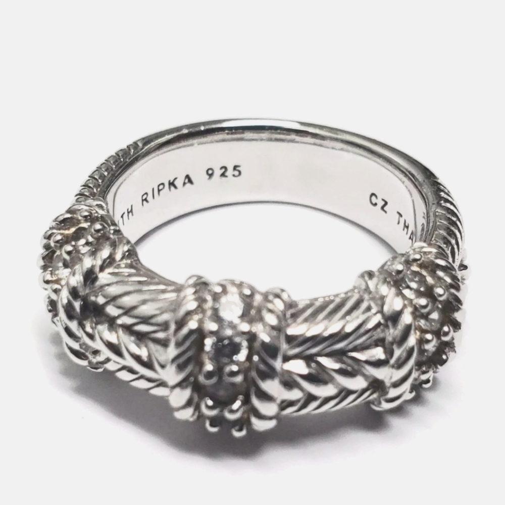 Judith Ripka CZ Sterling Silver Cable Ring